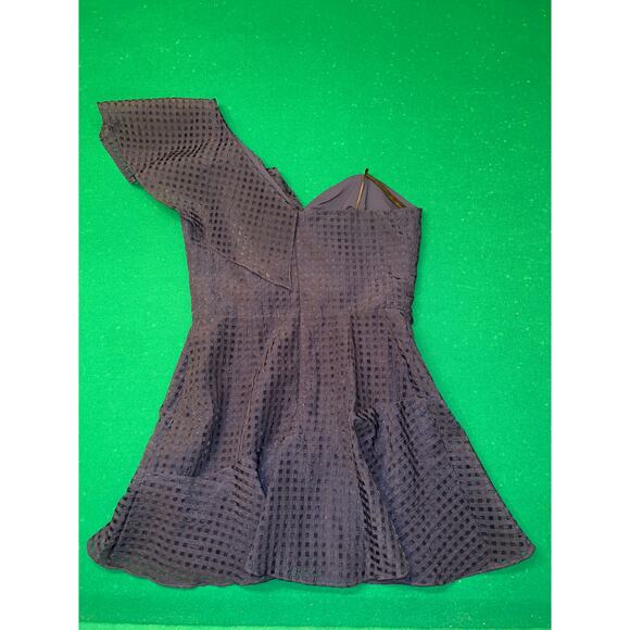 Amanda Uprichard Vanderbilt Ruffled One-Shoulder Mini Dress Navy Size S Rare - Picture 4 of 5